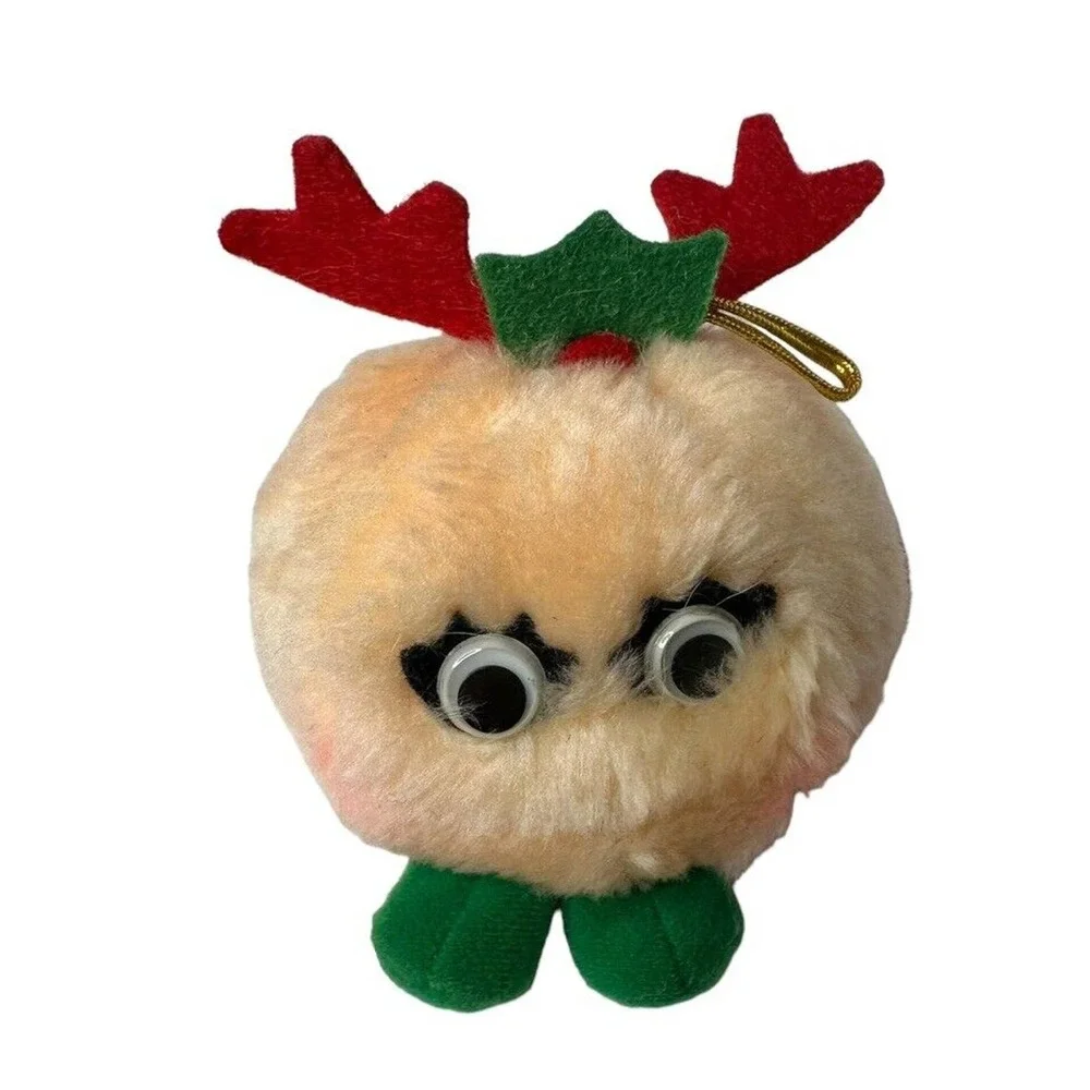 Vintage Set 4 Plush Del Monte Vegetable & Fruit Yumkins Christmas Ornaments 1991